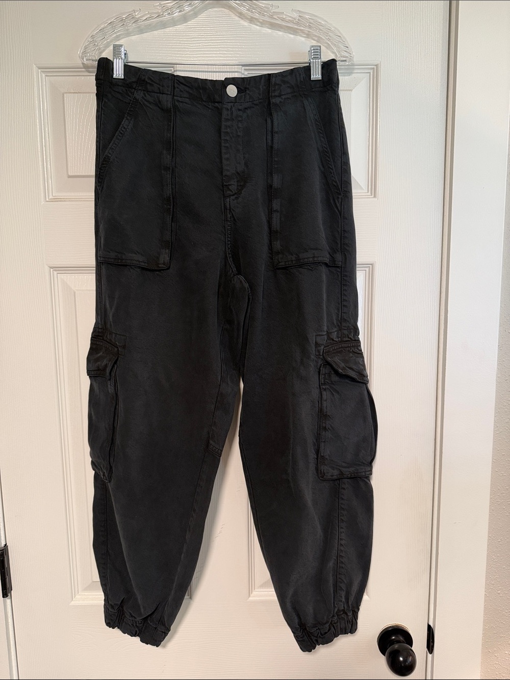 All Saints Freda Black Denim Cargo Pants